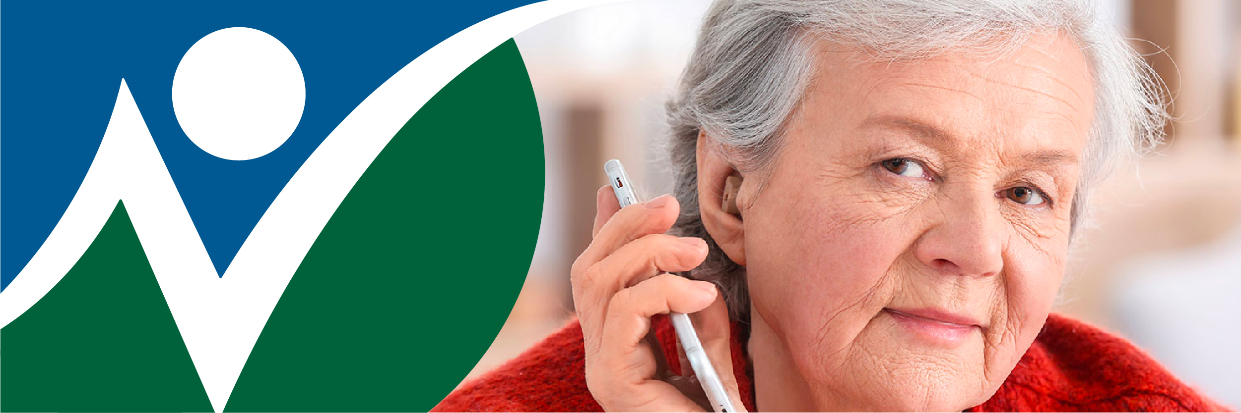 NNCIL logo next to a photo of an older woman making a phone call.
