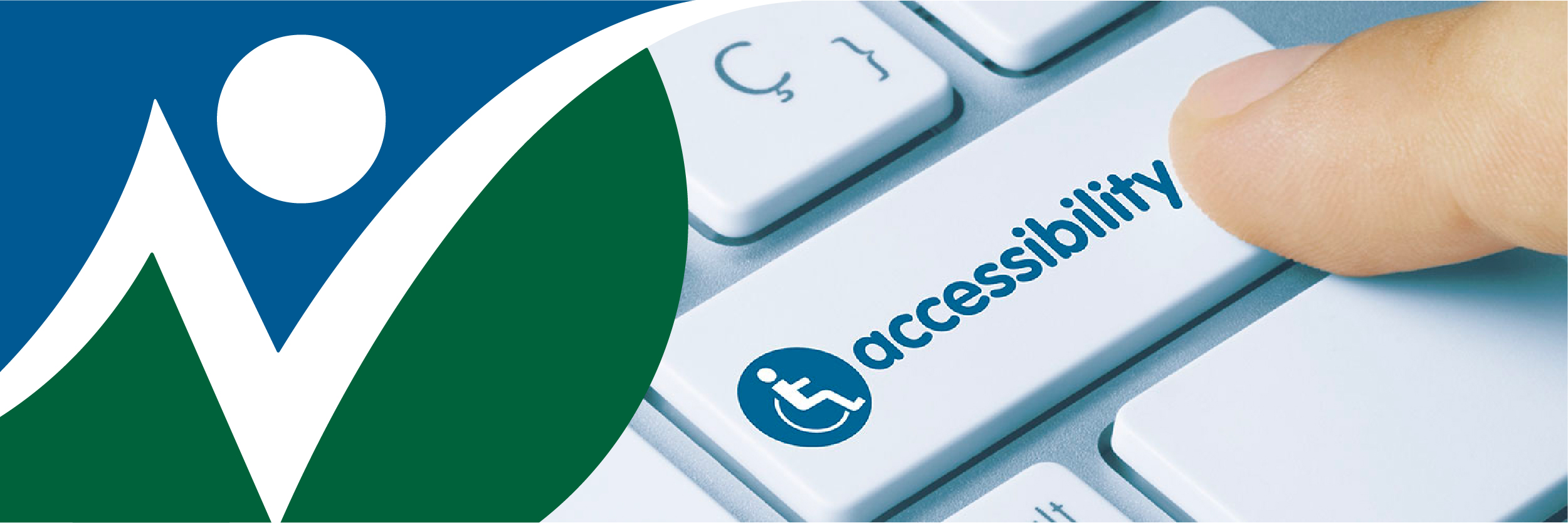NNCIL logo next to a finger pushing a computer button that says "accessibility"