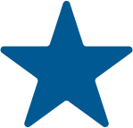 Stylized graphic of a blue star.