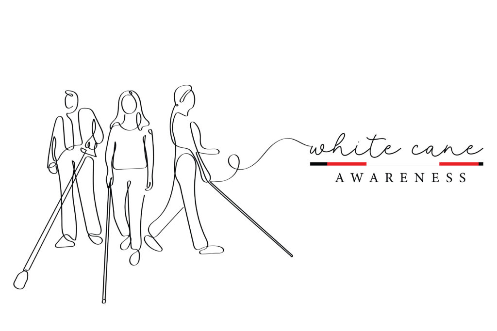 Hand drawn doodle of: White cane awareness day