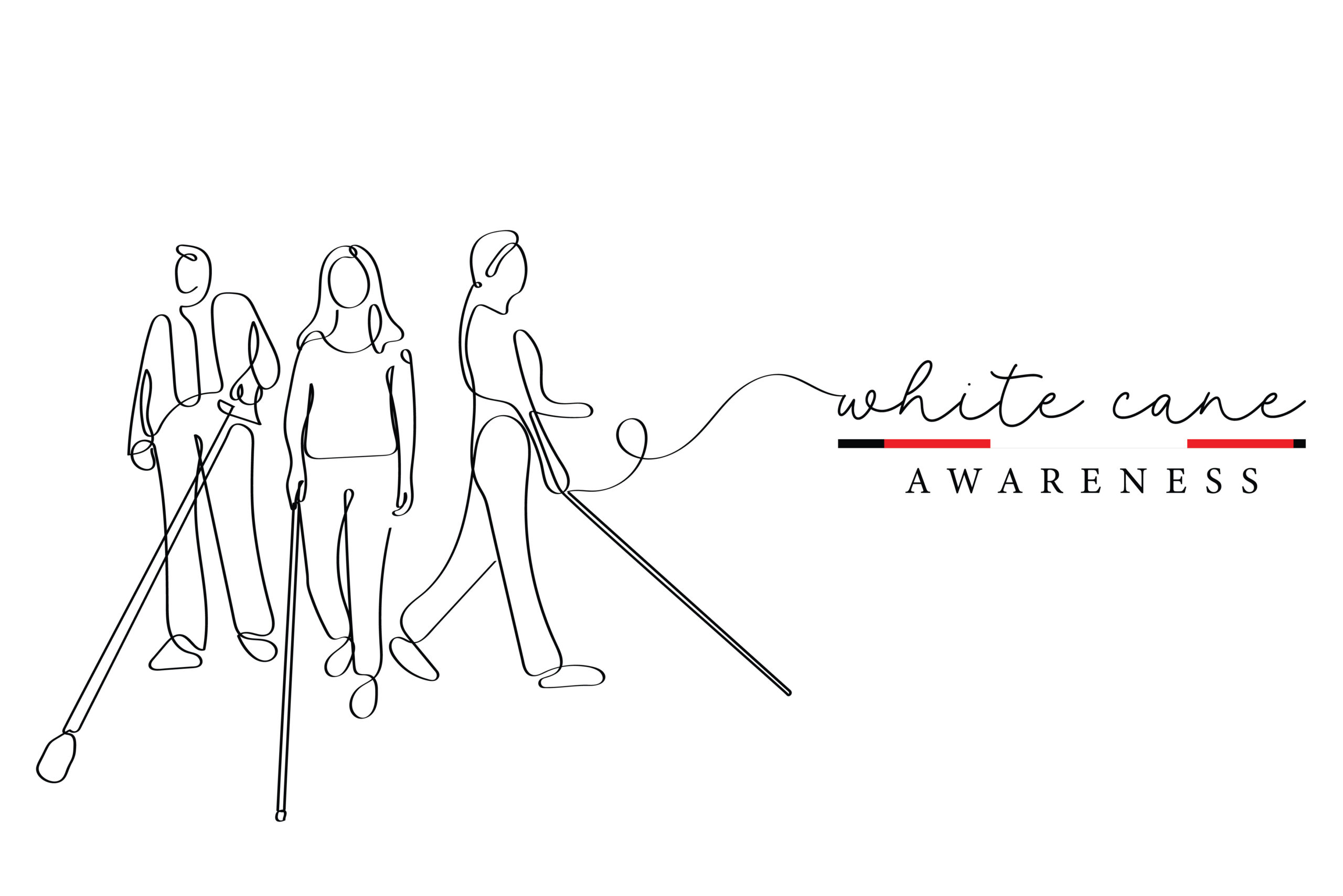 Hand drawn doodle of: White cane awareness day